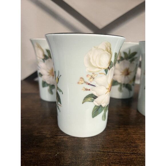 Stechcol Magnolia Flowers Coastline Imports Gracie China Coffee Cup Mug Set of 4 - Picture 5 of 9